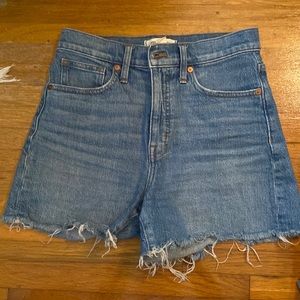 Madewell high rise jean shorts.